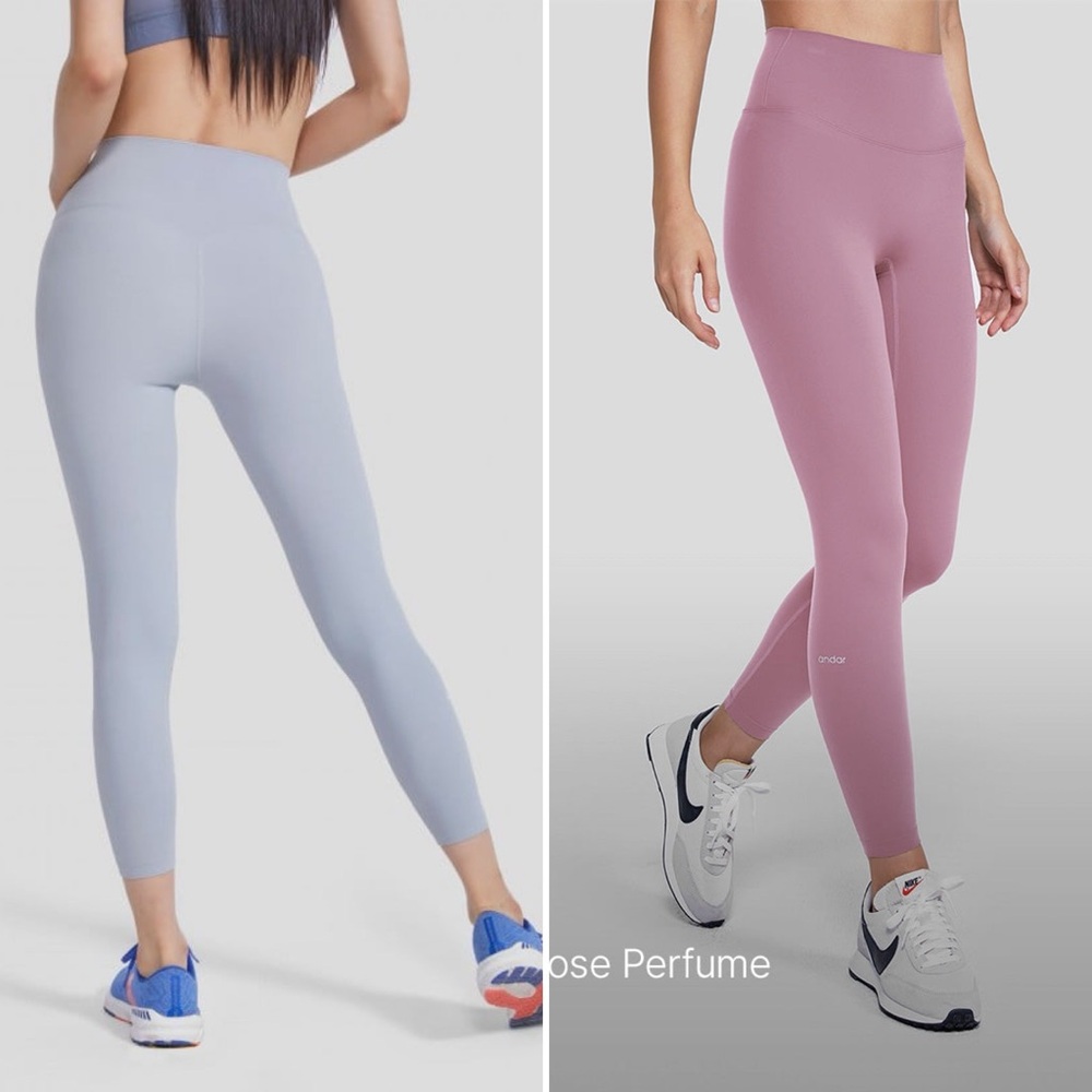 Women's High-Waisted Leggings - Blue and Pink